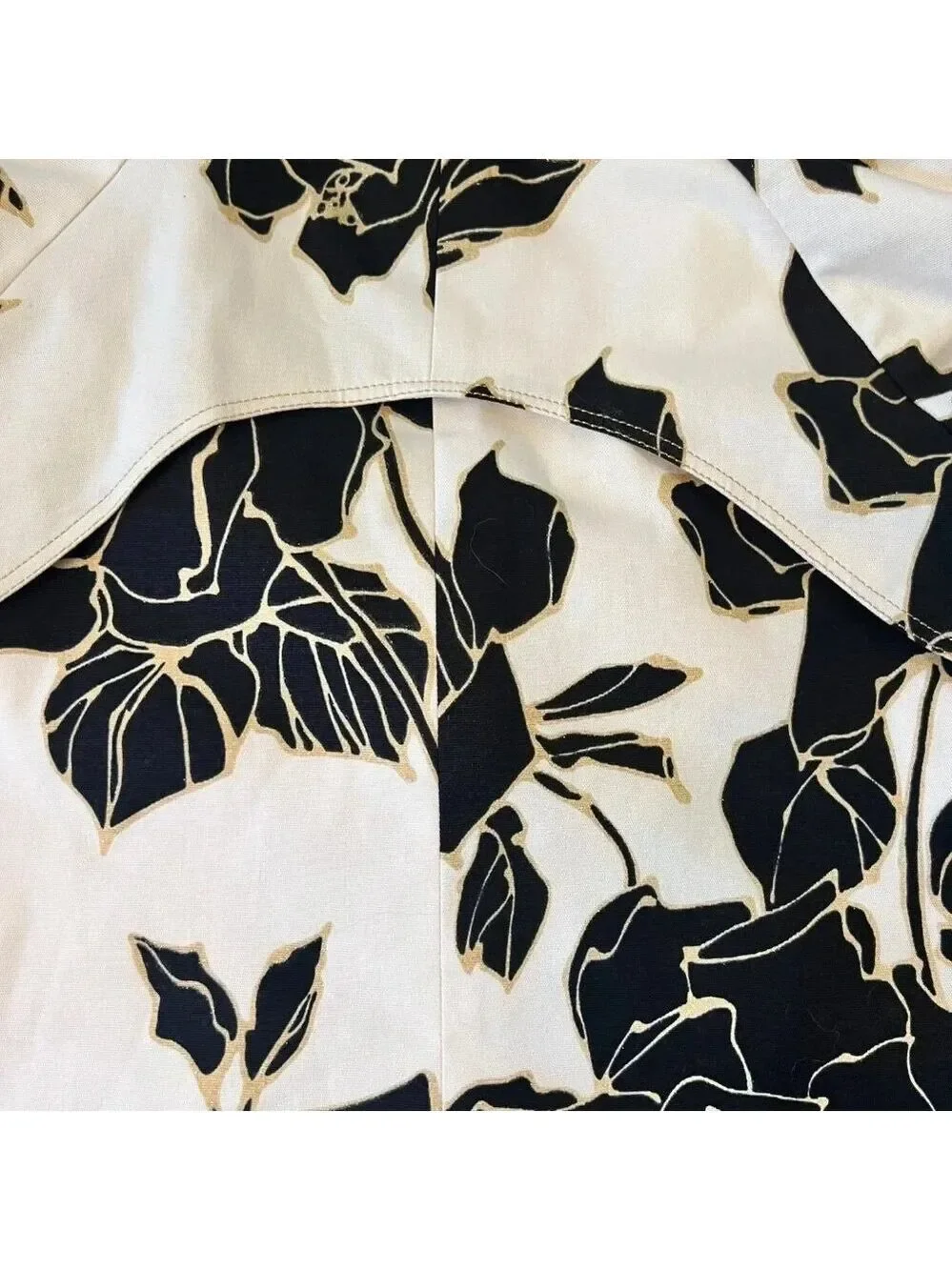 Cache Vintage Floral Cropped Jacket Balloon Sleeve Brown Cream Large EUC